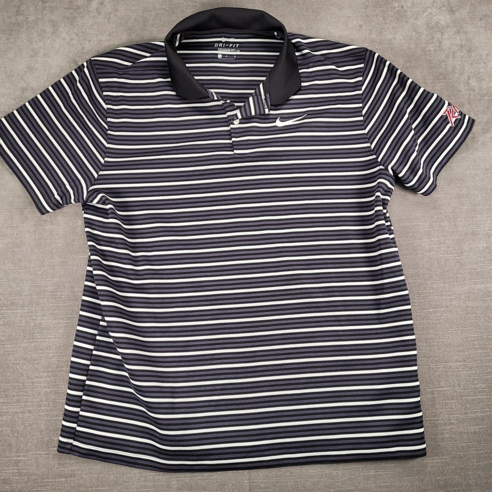 Nike Dri-FIT Rebels Striped Golf Polo Shirt Performance Athletic‎ Standard Fit L